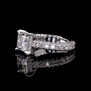 14k Gold Princess Cut Diamond Ring – Pave Band Engagement Sparkle