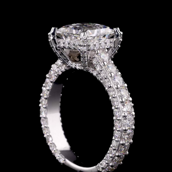 14k Gold Princess Cut Diamond Ring – Pave Band Engagement Sparkle