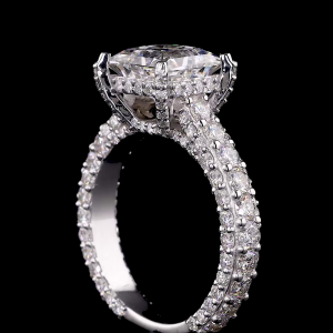 14k Gold Princess Cut Diamond Ring – Pave Band Engagement Sparkle