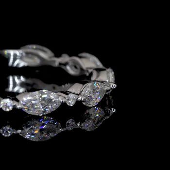 14k Gold Diamond Ring– Marquise & Round Cut Tennis Style Sparkle