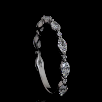 14k Gold Diamond Ring– Marquise & Round Cut Tennis Style Sparkle