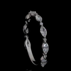 14k Gold Diamond Ring– Marquise & Round Cut Tennis Style Sparkle