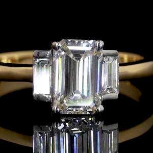 14k Gold Emerald Cut Diamond Ring – Three-Stone Classic Sparkle