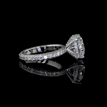 14k Gold Round Diamond Ring – Classic Solitaire with Pavé Band