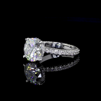 14k Gold Round Diamond Ring – Classic Solitaire with Pavé Band