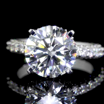 14k Gold Round Diamond Ring – Classic Solitaire with Pavé Band