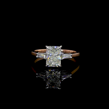 14k Rose Gold Emerald Cut Diamond Ring – Tapered Baguette Engagement