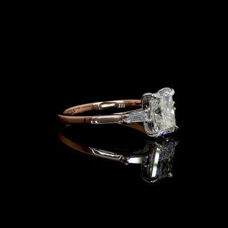 14k Rose Gold Emerald Cut Diamond Ring – Tapered Baguette Engagement