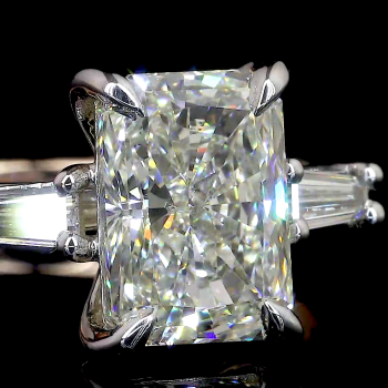 14k Rose Gold Emerald Cut Diamond Ring – Tapered Baguette Engagement