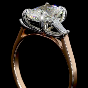 14k Rose Gold Emerald Cut Diamond Ring – Tapered Baguette Engagement
