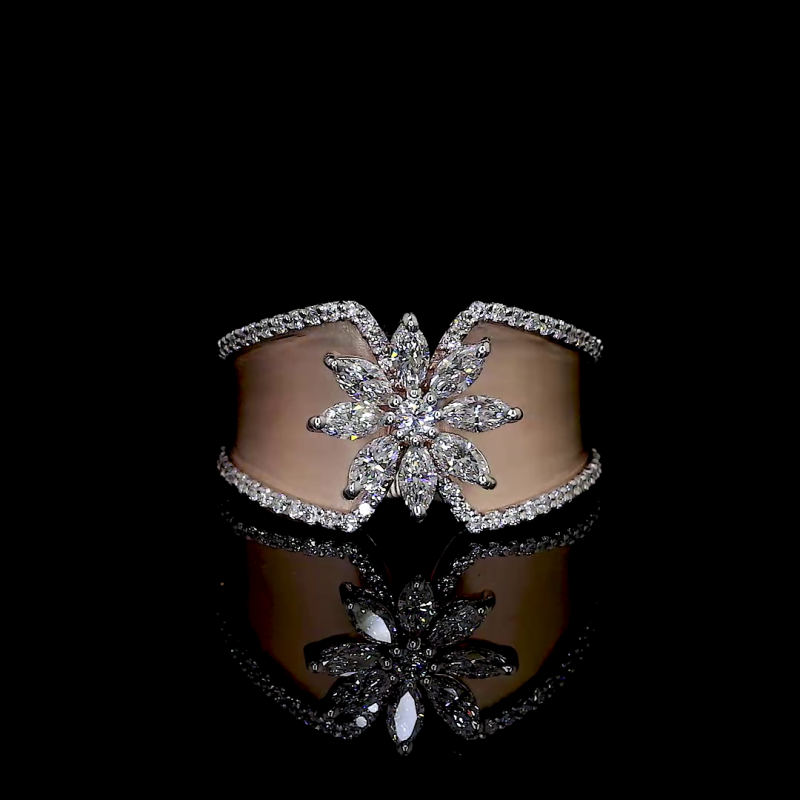 Golden Bloom – Marquise Diamond Floral Ring in 14k Gold Golden Bloom – Marquise Diamond Floral Ring in 14k Gold
