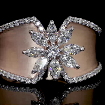 Golden Bloom – Marquise Diamond Floral Ring in 14k Gold Golden Bloom – Marquise Diamond Floral Ring in 14k Gold