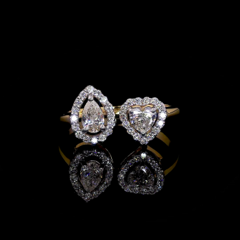 14k Gold Halo Diamond Rings – Pear & Heart-Shaped Set for Romantic Elegance 14k Gold Halo Diamond Rings – Pear & Heart-Shaped Set for Romantic Elegance