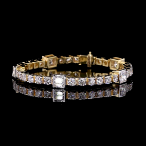 Tennis Bracelet with 20 pointer Rounds and 1 carat Each Princess Cut Lab Grown Diamonds