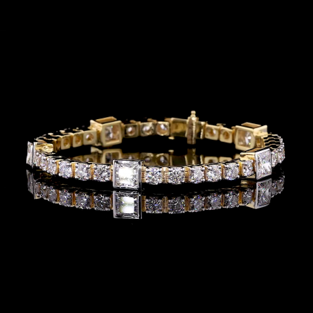 Tennis Bracelet with 20 pointer Rounds and 1 carat Each Princess Cut Lab Grown Diamonds