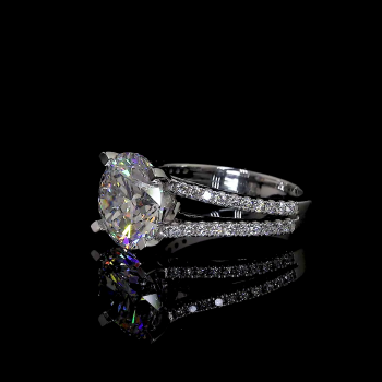 14k Gold Round Diamond Ring – Split Pavé Band Elegance 14k Gold Round Diamond Ring – Split Pavé Band Elegance