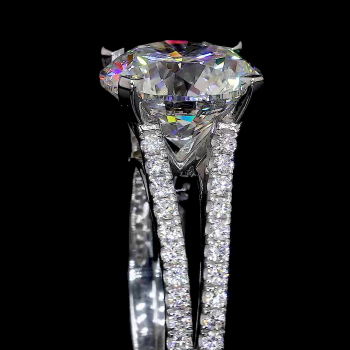 14k Gold Round Diamond Ring – Split Pavé Band Elegance 14k Gold Round Diamond Ring – Split Pavé Band Elegance