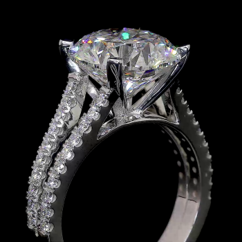 14k Gold Round Diamond Ring – Split Pavé Band Elegance 14k Gold Round Diamond Ring – Split Pavé Band Elegance