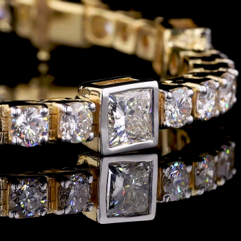 Tennis Bracelet with 20 pointer Rounds and 1 carat Each Princess Cut Lab Grown Diamonds Tennis Bracelet with 20 pointer Rounds and 1 carat Each Princess Cut Lab Grown Diamonds