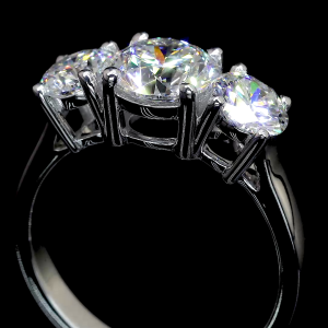 14k Gold Triple Round Diamond Ring – Classic Three-Stone Sparkle