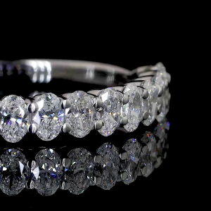 14k Gold Oval Diamond Eternity Band – Timeless Sparkle Ring