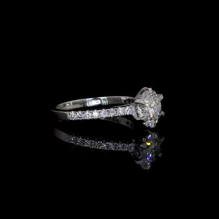 Classic Spark Lab Diamond Ring Round Cut Prong Setting 14K 18K Gold