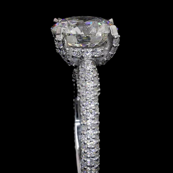 Round Spark Lab Diamond Ring Hidden Halo Pave Band 14K 18K Gold