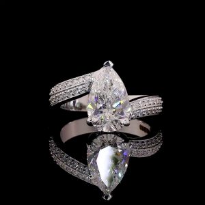 Pear Radiance Lab Diamond Ring Split Shank Pave Setting 14K 18K Gold
