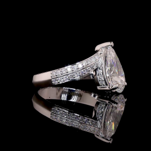 Pear Radiance Lab Diamond Ring Split Shank Pave Setting 14K 18K Gold