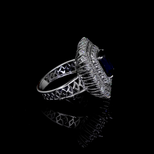 Royal Ice Lab Diamond Ring Cushion Cut Halo Setting 14K 18K Gold