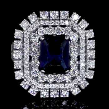 Royal Ice Lab Diamond Ring Cushion Cut Halo Setting 14K 18K Gold