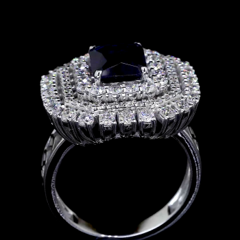 Royal Ice Lab Diamond Ring Cushion Cut Halo Setting 14K 18K Gold