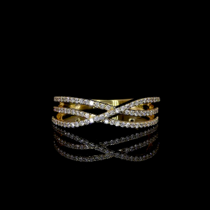 Twist Bloom Lab Diamond Ring Round Cut Pave Setting 14K 18K Gold