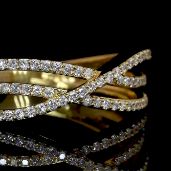 Twist Bloom Lab Diamond Ring Round Cut Pave Setting 14K 18K Gold