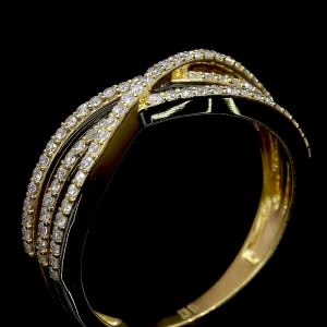 Twist Bloom Lab Diamond Ring Round Cut Pave Setting 14K 18K Gold