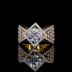 Regal Spark Lab Diamond Ring Round Cut Halo Setting 14K 18K Gold