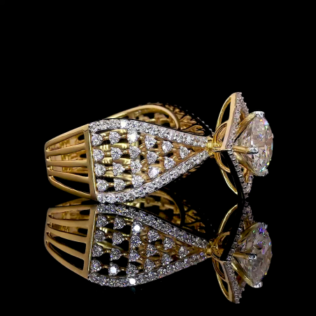 Regal Spark Lab Diamond Ring Round Cut Halo Setting 14K 18K Gold