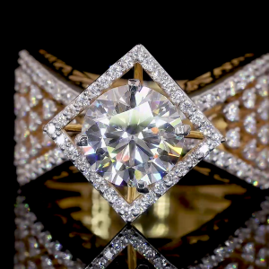 Regal Spark Lab Diamond Ring Round Cut Halo Setting 14K 18K Gold