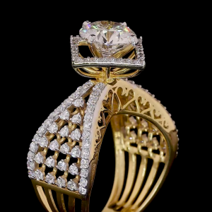 Regal Spark Lab Diamond Ring Round Cut Halo Setting 14K 18K Gold