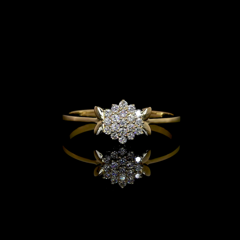 Floral Cluster Lab Diamond Ring Round Cut Prong Setting 14K 18K Gold