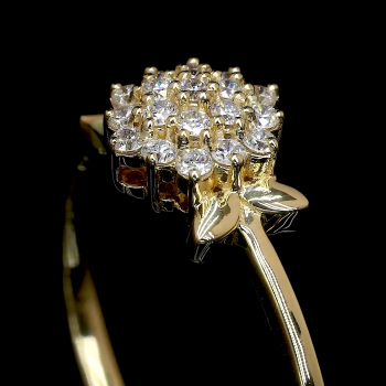 Floral Cluster Lab Diamond Ring Round Cut Prong Setting 14K 18K Gold