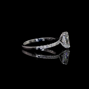 Long Cushion Lab Diamond Ring Halo Setting Prong Style 14K 18K Gold