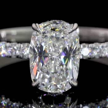 Long Cushion Lab Diamond Ring Halo Setting Prong Style 14K 18K Gold