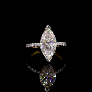 Marquise Majesty Lab Diamond Ring Pave Band Prong Setting 14K 18K Gold