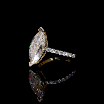 Marquise Majesty Lab Diamond Ring Pave Band Prong Setting 14K 18K Gold