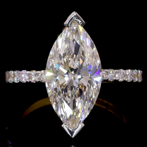 Marquise Majesty Lab Diamond Ring Pave Band Prong Setting 14K 18K Gold