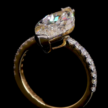 Marquise Majesty Lab Diamond Ring Pave Band Prong Setting 14K 18K Gold