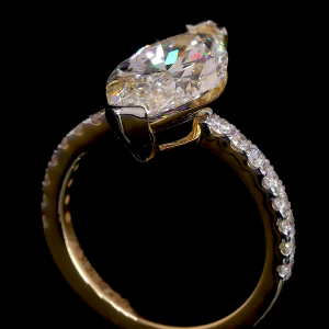 Marquise Majesty Lab Diamond Ring Pave Band Prong Setting 14K 18K Gold