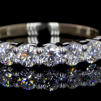 Diamond Row Lab Ring Round Cut Shared Prong Setting 14K 18K Gold Diamond Row Lab Ring Round Cut Shared Prong Setting 14K 18K Gold