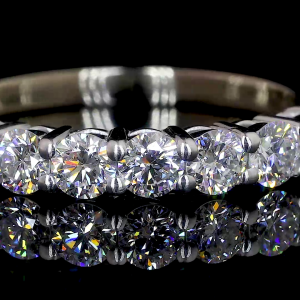 Diamond Row Lab Ring Round Cut Shared Prong Setting 14K 18K Gold